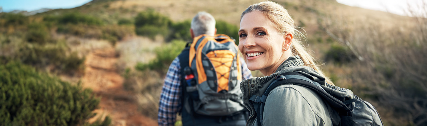Smiling hiking couple