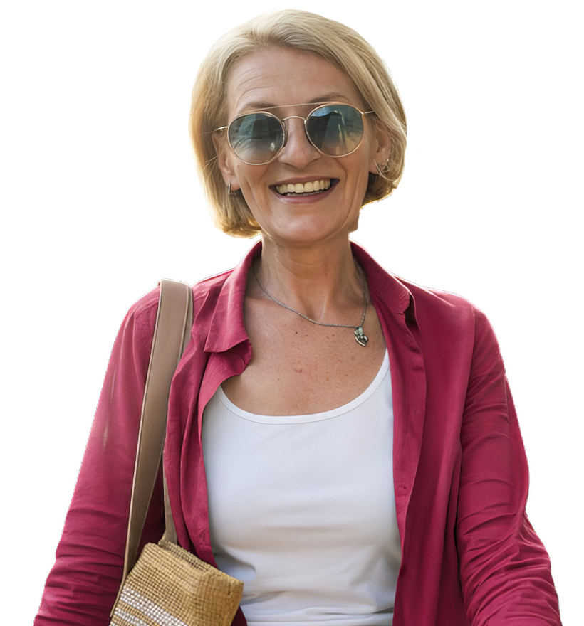 Smiling woman out on the town